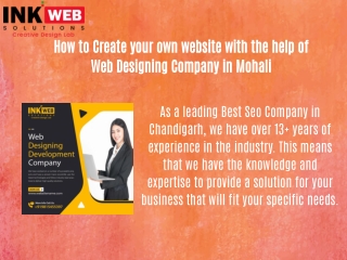 How to Create your own website with the help of Web Designing Company in Mohali