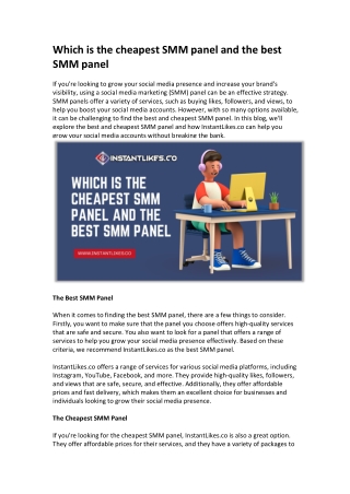 Which is the cheapest SMM panel and the best SMM panel