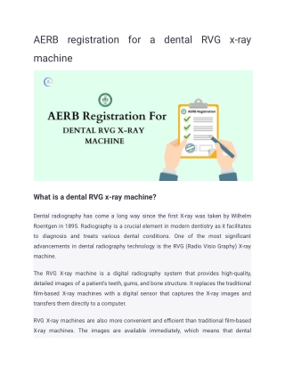 AERB registration for a dental RVG x-ray machine