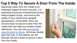 Top 5 Way To Secure A Door From The Inside.