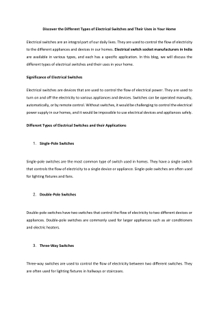 Discover the Different Types of Electrical Switches and Their Uses in Your Home