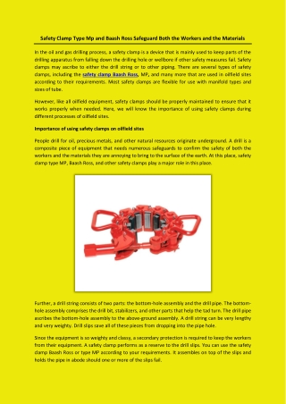 Safety Clamp Type Mp and Baash Ross Safeguard Both the Workers and the Materials