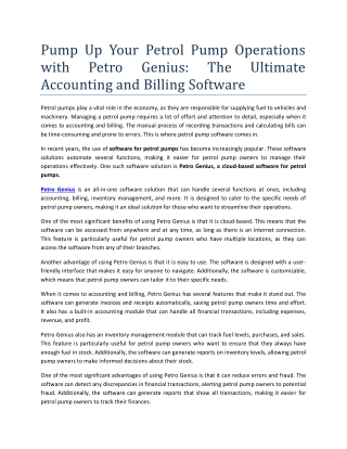 Pump Up Your Petrol Pump Operations with Petro Genius: The Ultimate Accounting a
