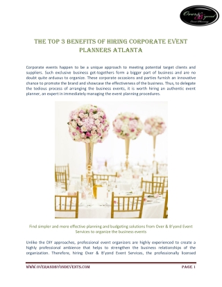 The top 3 benefits of hiring corporate event planners Atlanta