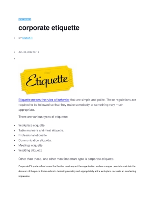 corporate etiquette