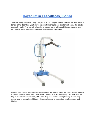 Hoyer Lift in The Villages, Florida