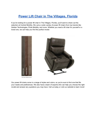 Power Lift Chair in The Villages, Florida