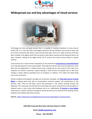 Widespread use and key advantages of cloud services