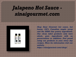Jalapeno Hot Sauce - sinaigourmet.com