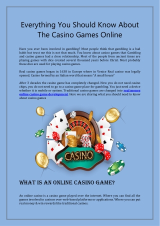 Everything You Should Know About The Casino Games Online