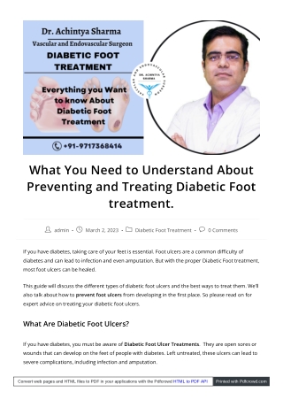 What do you need to understand about diabetic foot treatment