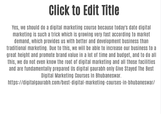 SHOULD YOU DO DIGITAL MARKETING COURSES THAT TOO IN BHUBANESWAR? LET'S GO | DIGITAL GAURABH
