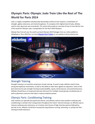 Olympic Paris Olympic Judo Train Like the Rest of The World for Paris 2024