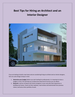 Best Tips for Hiring an Architect and an Interior Designer