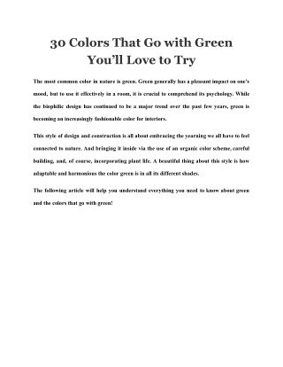 30 Colors That Go with Green You’ll Love to Try