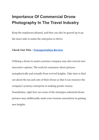 Importance Of Commercial Drone Photography In The Travel Industry