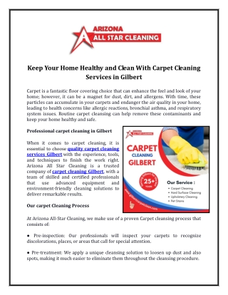 Quality Carpet Cleaning Services in Gilbert
