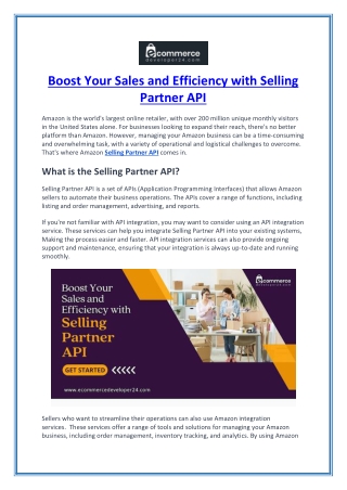 Boost Your Sales and Efficiency with Selling Partner API