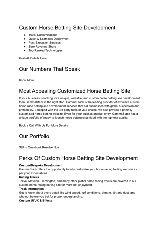 Custom Horse Betting Site Development  | GammaStack