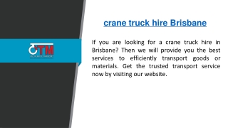 crane truck hire Brisbane