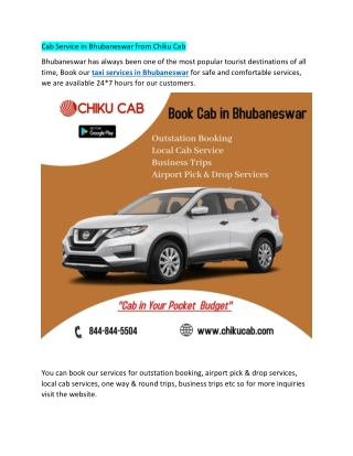 Cab Service in Bhubaneswar from Chiku Cab