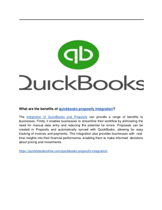 What are the benefits of quickbooks proposify integration