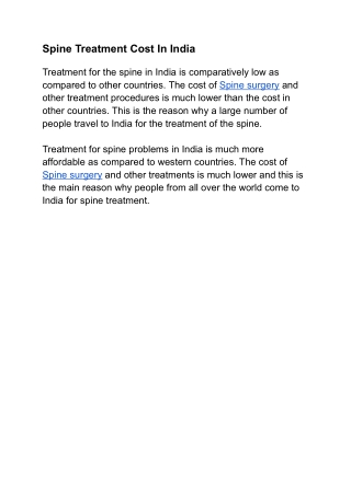Spine treatment Cost In India