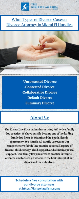 What Types of Divorce Cases a Divorce Attorneys in Miami Fl Handles