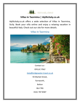 Villas In Taormina | Idyllicitaly.co.uk