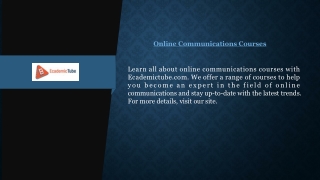 Online Communications Courses  Ecademictube