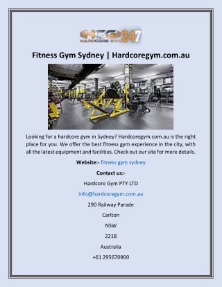 Fitness Gym Sydney  Hardcoregym.com