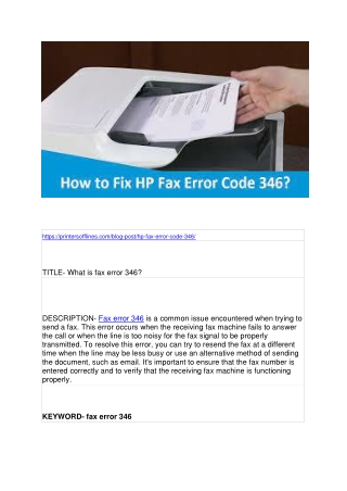 What is fax error 346?