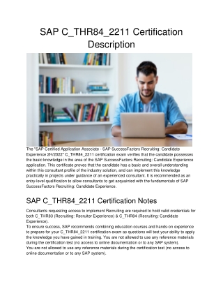 SAP C_THR84_2211 Certification Description