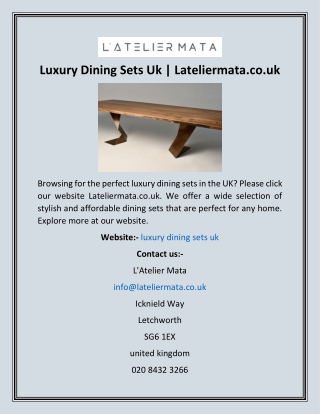 Luxury Dining Sets Uk  Lateliermata.co.uk