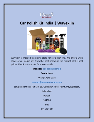 Car Polish Kit India  Wavex.in