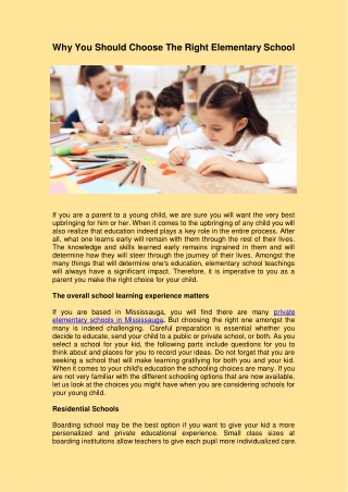 Why You Should Choose The Right Elementary School