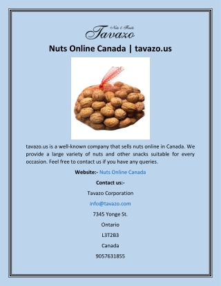 Nuts Online Canada  tavazo.us