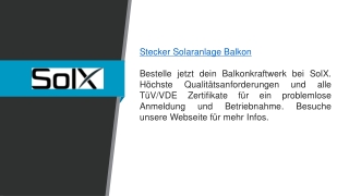 Balkonkraftwerke & Stecker Solaranlagen  Solx.de