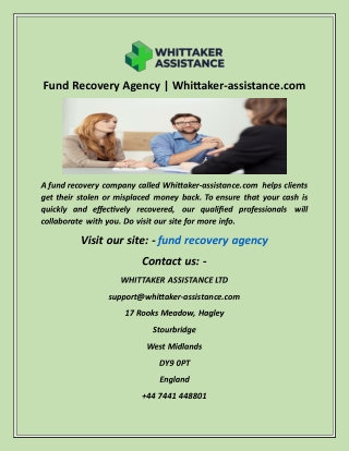 Fund Recovery Agency  Whittaker-assistance com