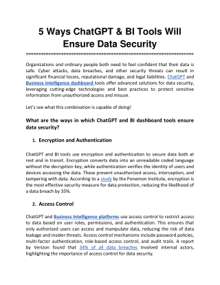 5 Ways ChatGPT and BI Tools Will Ensure Data Security