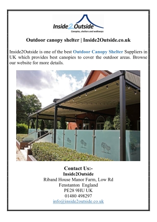 Outdoor canopy shelter | Inside2Outside.co.uk