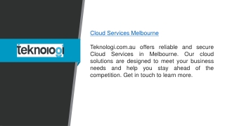 Cloud Services Melbourne  Teknologi.com.au