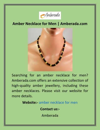 Amber Necklace for Men  Amberada