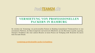 Vermietung von professionellen Packern in Hamburg | Packteam24.de