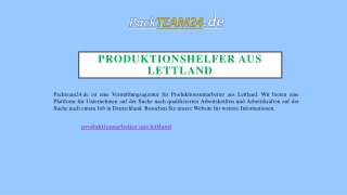 Produktionshelfer aus Lettland | Packteam24.de