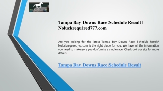 Tampa Bay Downs Race Schedule Result  Noluckrequired777.com