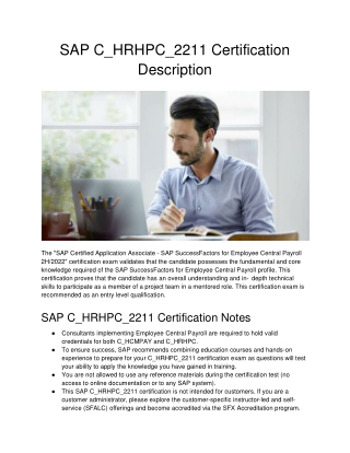 SAP C_HRHPC_2211 Certification Description