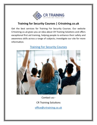 Training for Security Courses | Crtraining.co.uk