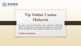 Vip Online Casino Malaysia | Ob9my.com