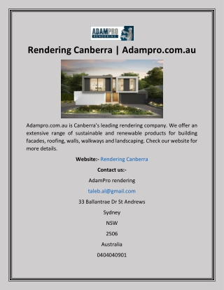 Rendering Canberra  Adampro.com.au